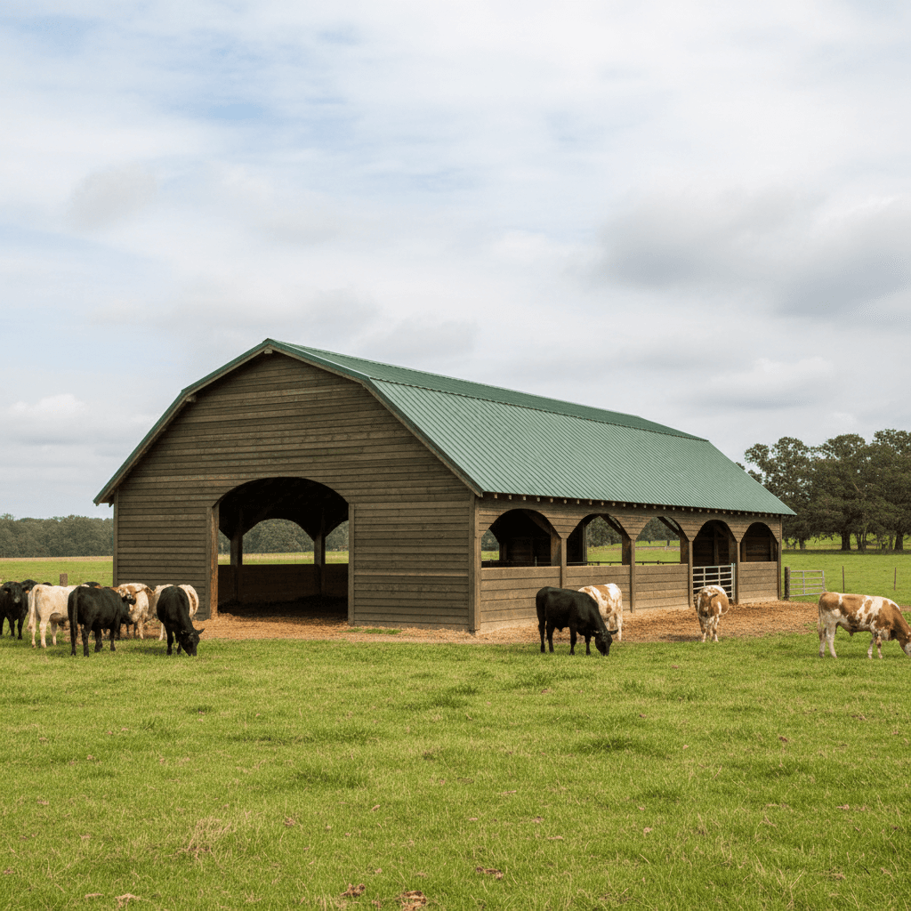 Durable wooden brick agricultural building