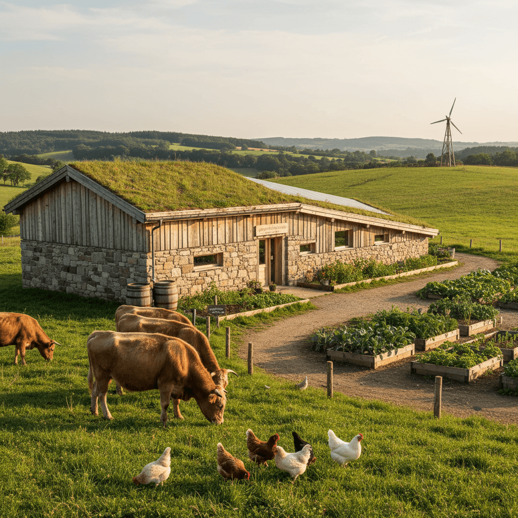 Eco-friendly wooden brick agricultural building