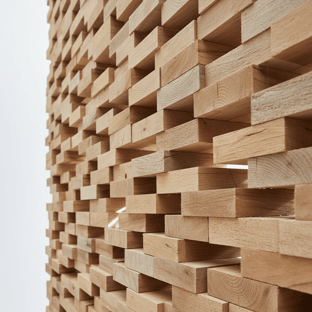 Wooden brick masonry cross-section - eco-friendly breathing walls for residential home
