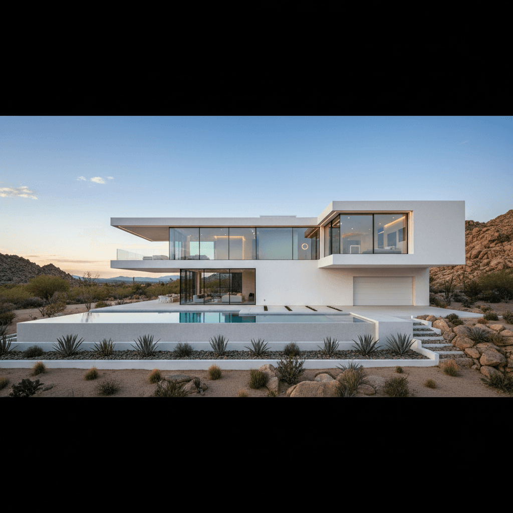 Casa high-tech de diseño futurista de ladrillo de madera