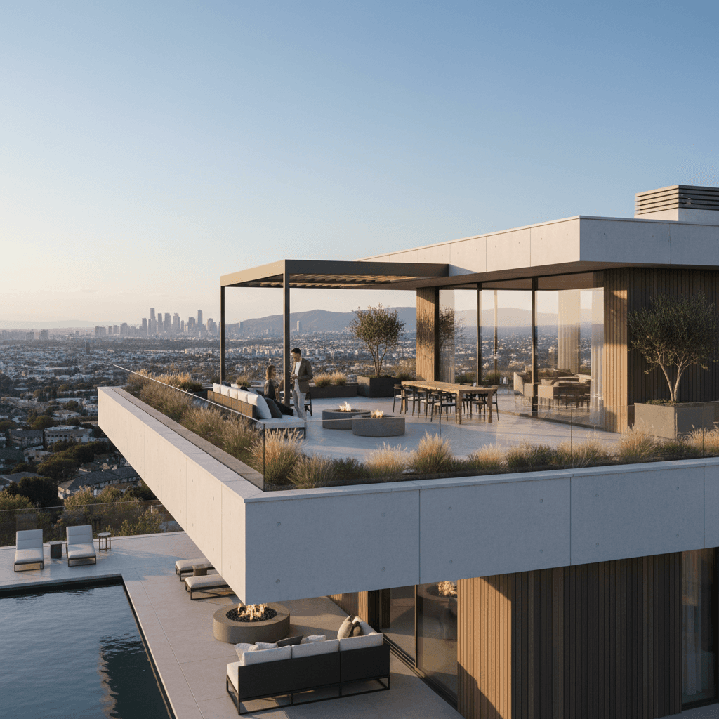 Эксплуатируемая кровля High-Tech дома