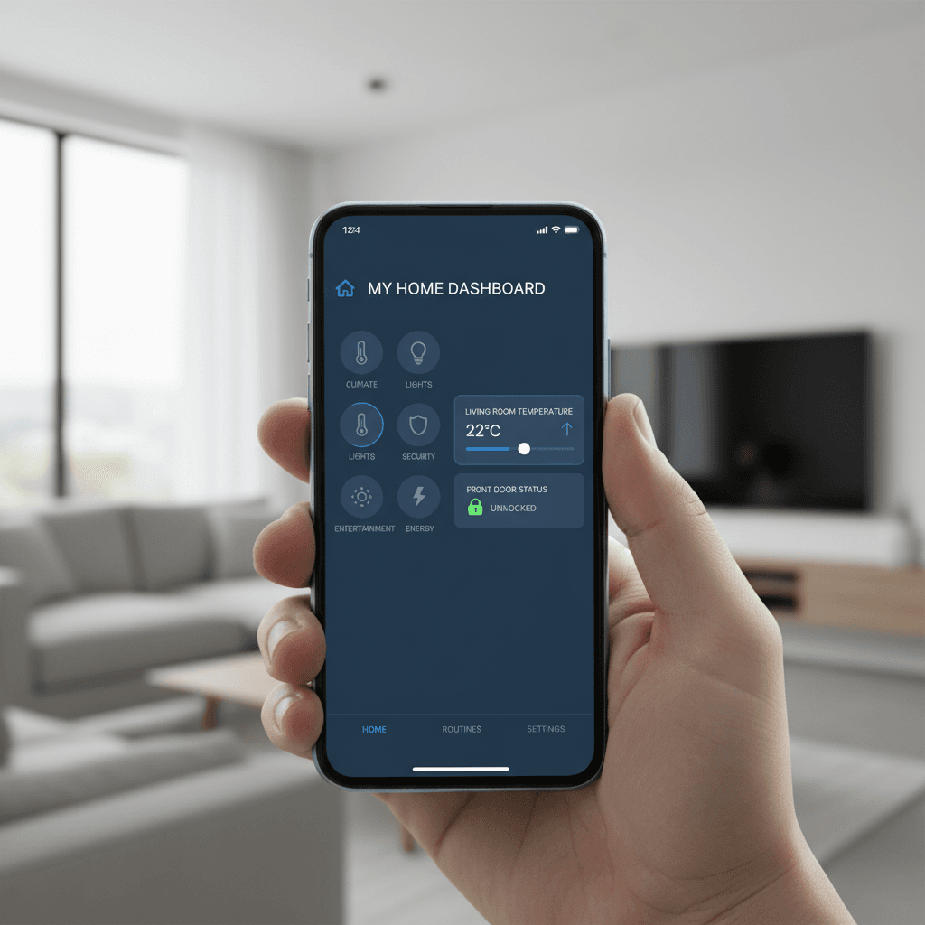 Casa inteligente high-tech de ladrillo de madera