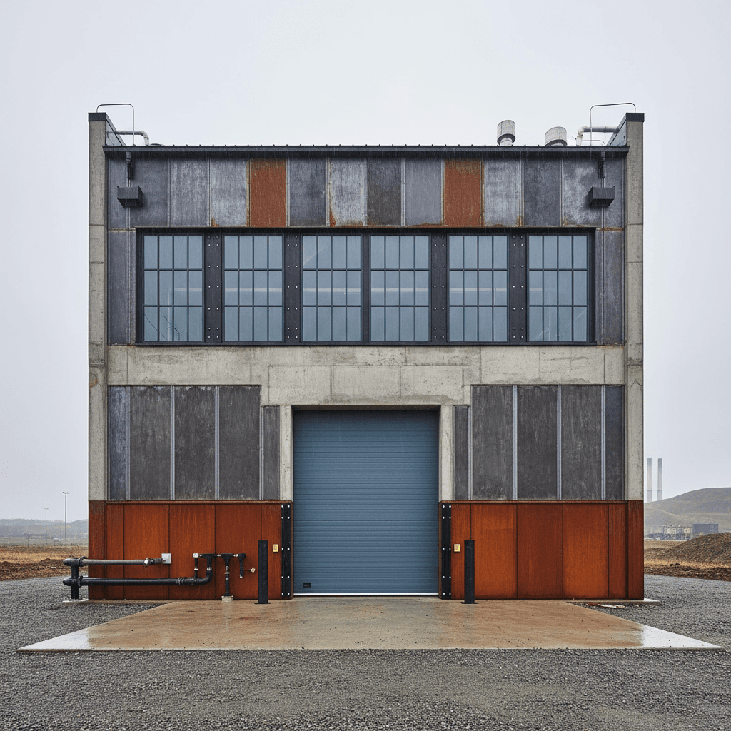 Edifício industrial durável tijolos madeira