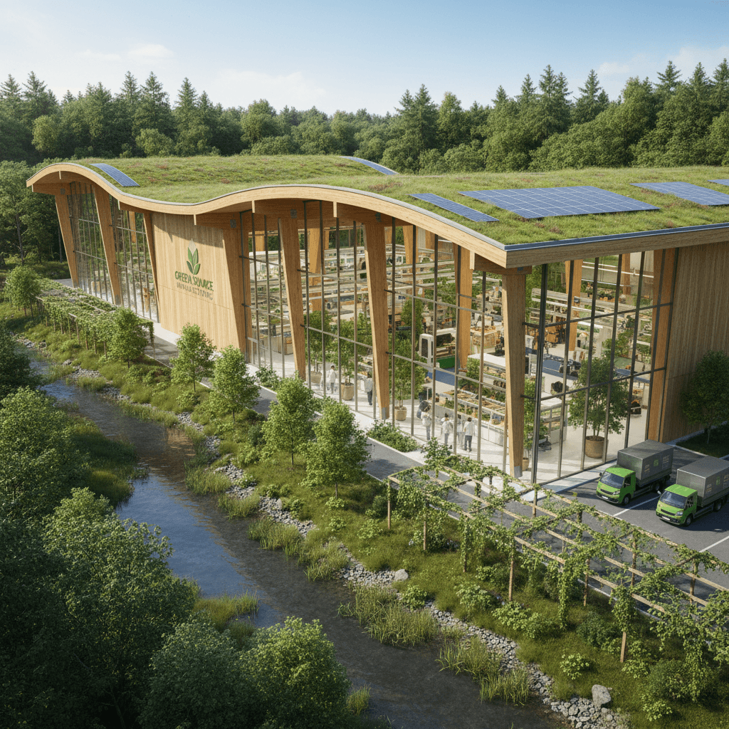 Экологичное промышленное здание из дерева