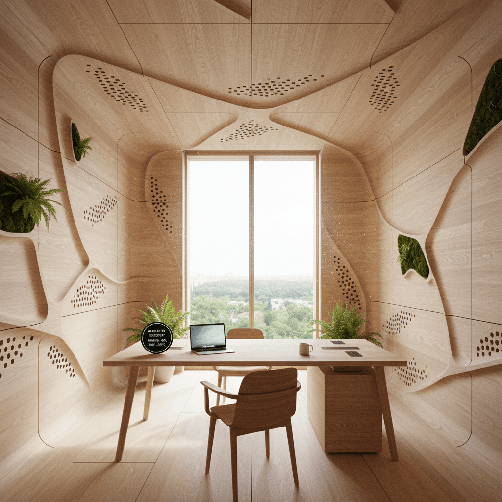 Healthy microclimate in wooden brick office