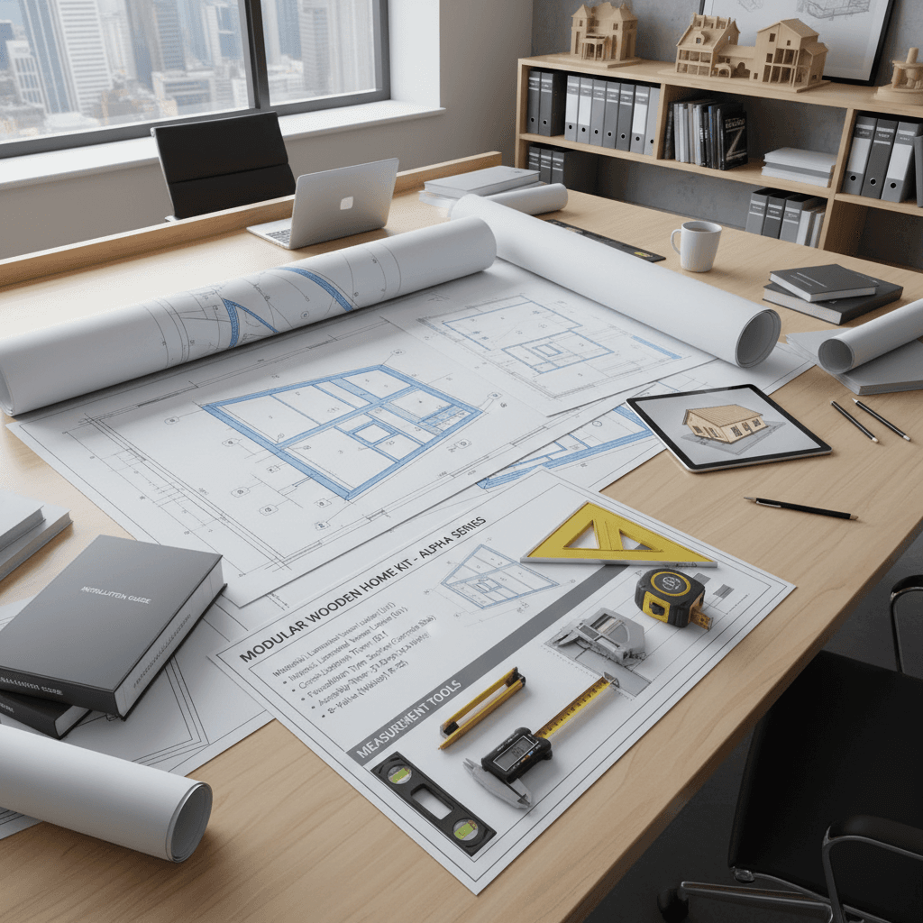 Technical blueprint background showing KIT specifications