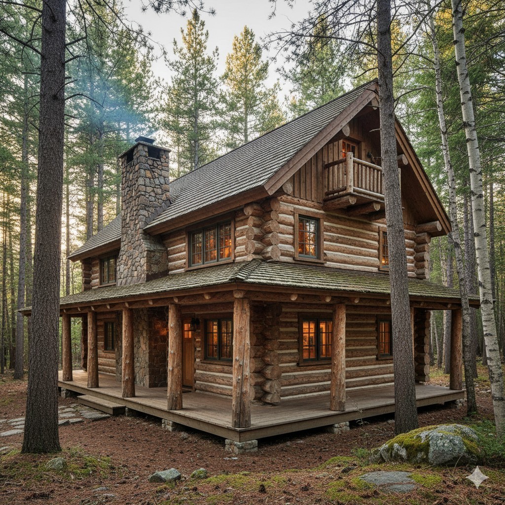 Log cabin wooden house